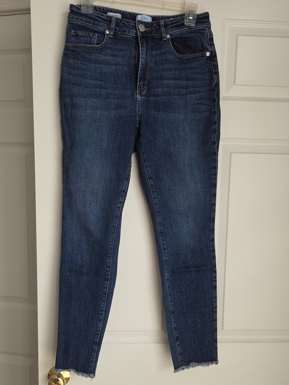 LOFT Dark Blue Cropped High-Rise Jeans